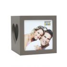 Lot de 2 portes-bougie taupe bois avec led
