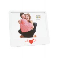 Lot de 6 cadres photo bois blanc 10 x 15 cm motif cœur rouge