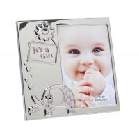 Lot de 2 cadres photo 10 x 15 cm argentés "it's a girl" 